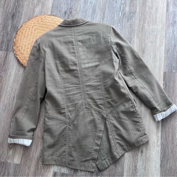 Peruvian connection linen blend striped blazer lagenlook style Women’s Size 12 - Picture 6 of 6